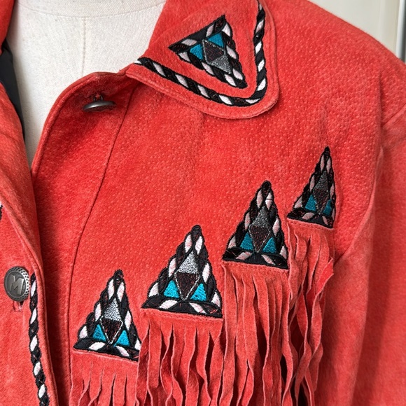 Vintage Bob Mackie red leather fringe jacket - Picture 3 of 8